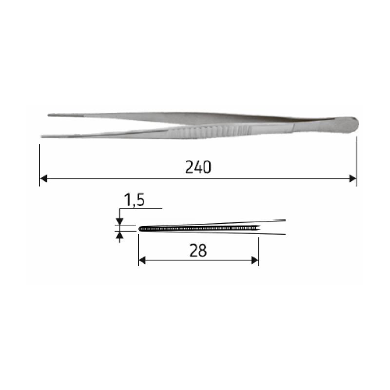 Пінцет хірургічний атравматичний De Bakey 24 см, J-27-610 Surgicon